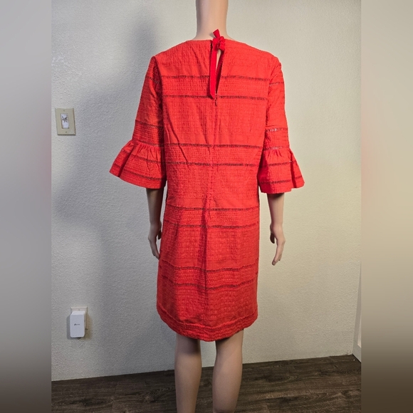 J. Crew Dress Flutter Sleeve Eyelet Design Shift Orange Dress Size 8T - Picture 6 of 10
